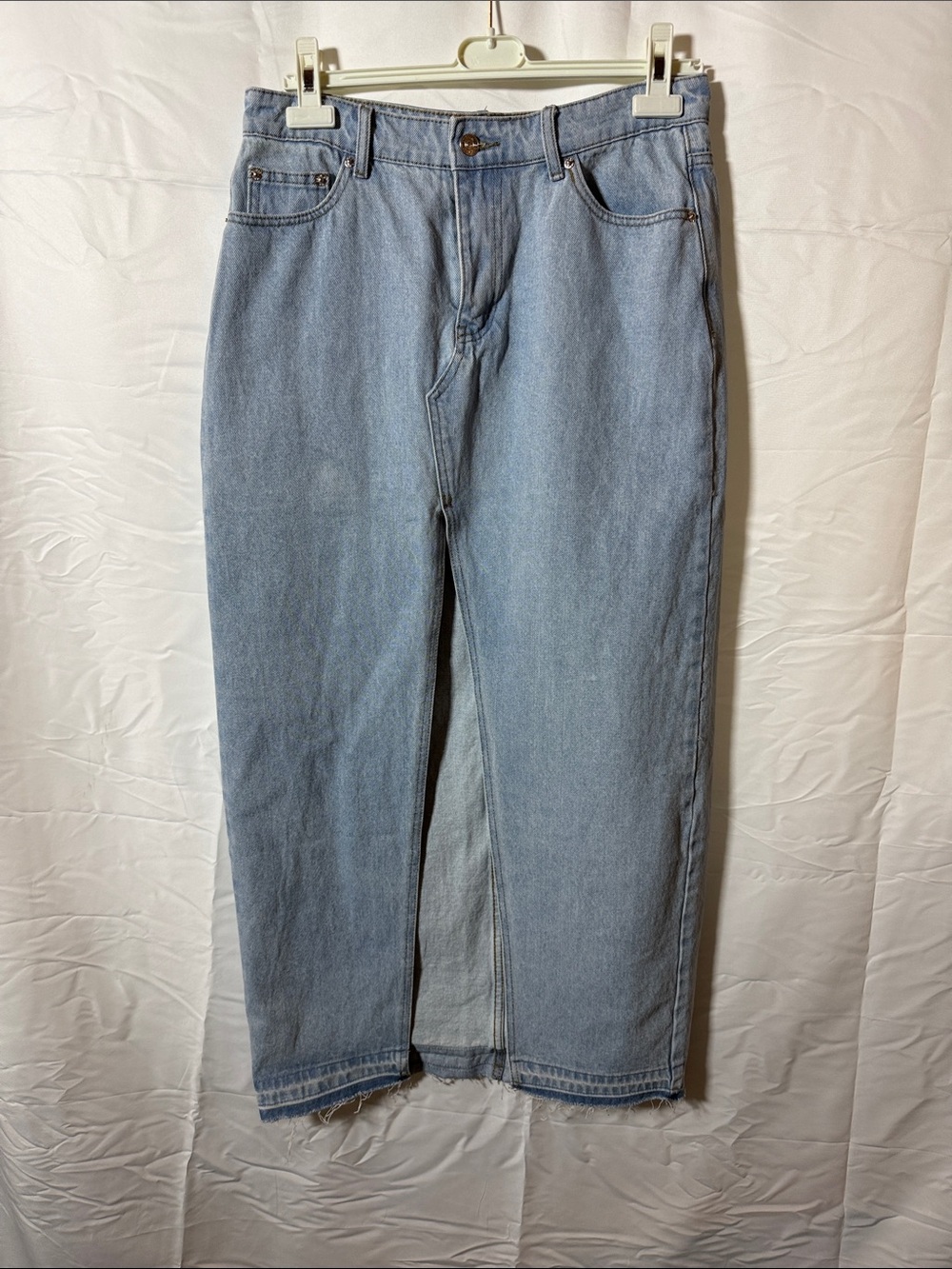 Edikted Light Blue Maxi Denim Skirt